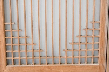 アンティーク建具　昭和初期　組子細工が美しい片面ガラス入りの書院戸4枚セット　(R-086103)