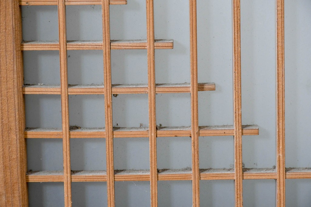 アンティーク建具　昭和初期　組子細工が美しい片面ガラス入りの書院戸4枚セット　(R-086103)