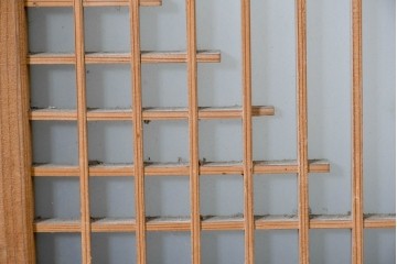 アンティーク建具　昭和初期　組子細工が美しい片面ガラス入りの書院戸4枚セット　(R-086103)