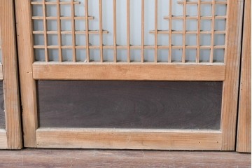 アンティーク建具　昭和初期　組子細工が美しい片面ガラス入りの書院戸4枚セット　(R-086103)