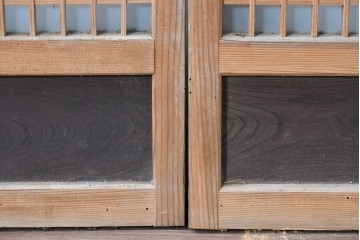アンティーク建具　昭和初期　組子細工が美しい片面ガラス入りの書院戸4枚セット　(R-086103)