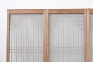 アンティーク建具　昭和初期　組子細工が美しい片面ガラス入りの書院戸4枚セット　(R-086103)