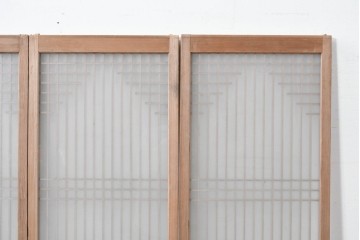 アンティーク建具　昭和初期　組子細工が美しい片面ガラス入りの書院戸4枚セット　(R-086103)