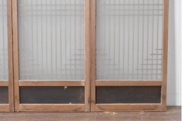 アンティーク建具　昭和初期　組子細工が美しい片面ガラス入りの書院戸4枚セット　(R-086103)