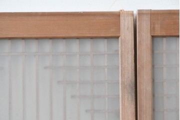 アンティーク建具　昭和初期　組子細工が美しい片面ガラス入りの書院戸4枚セット　(R-086103)