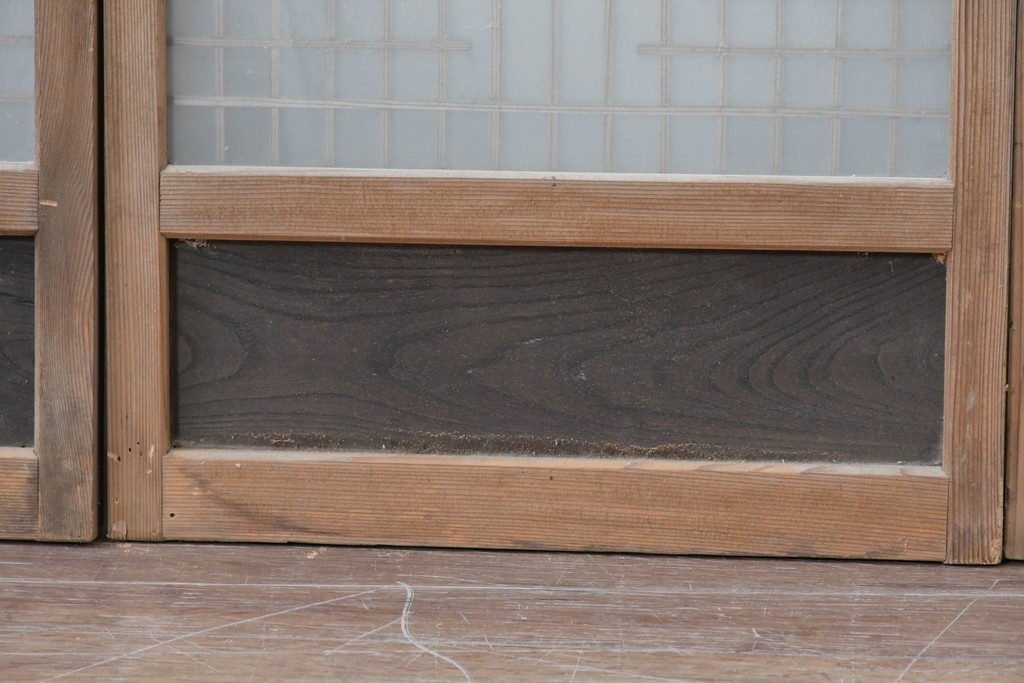 アンティーク建具　昭和初期　組子細工が美しい片面ガラス入りの書院戸4枚セット　(R-086103)