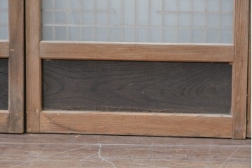 アンティーク建具　昭和初期　組子細工が美しい片面ガラス入りの書院戸4枚セット　(R-086103)