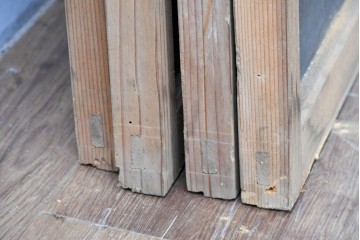 アンティーク建具　昭和初期　組子細工が美しい片面ガラス入りの書院戸4枚セット　(R-086103)