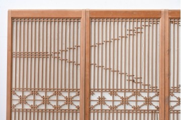 アンティーク建具　昭和初期　片面障子の繊細な組子入り書院戸4枚セット　(R-086104)