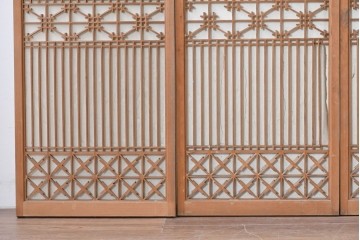 アンティーク建具　昭和初期　片面障子の繊細な組子入り書院戸4枚セット　(R-086104)