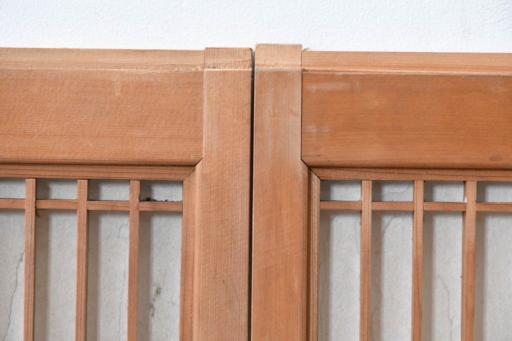 アンティーク建具　昭和初期　片面障子の繊細な組子入り書院戸4枚セット　(R-086104)