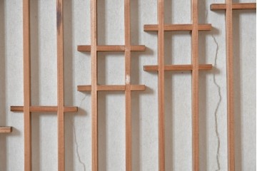 アンティーク建具　昭和初期　片面障子の繊細な組子入り書院戸4枚セット　(R-086104)