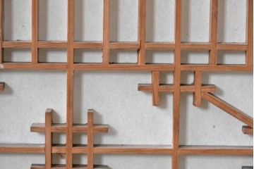 アンティーク建具　昭和初期　片面障子の繊細な組子入り書院戸4枚セット　(R-086104)