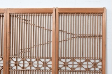アンティーク建具　昭和初期　片面障子の繊細な組子入り書院戸4枚セット　(R-086104)