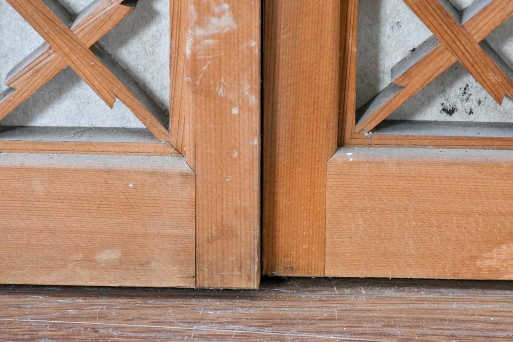 アンティーク建具　昭和初期　片面障子の繊細な組子入り書院戸4枚セット　(R-086104)