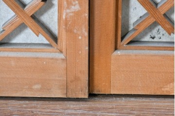 アンティーク建具　昭和初期　片面障子の繊細な組子入り書院戸4枚セット　(R-086104)