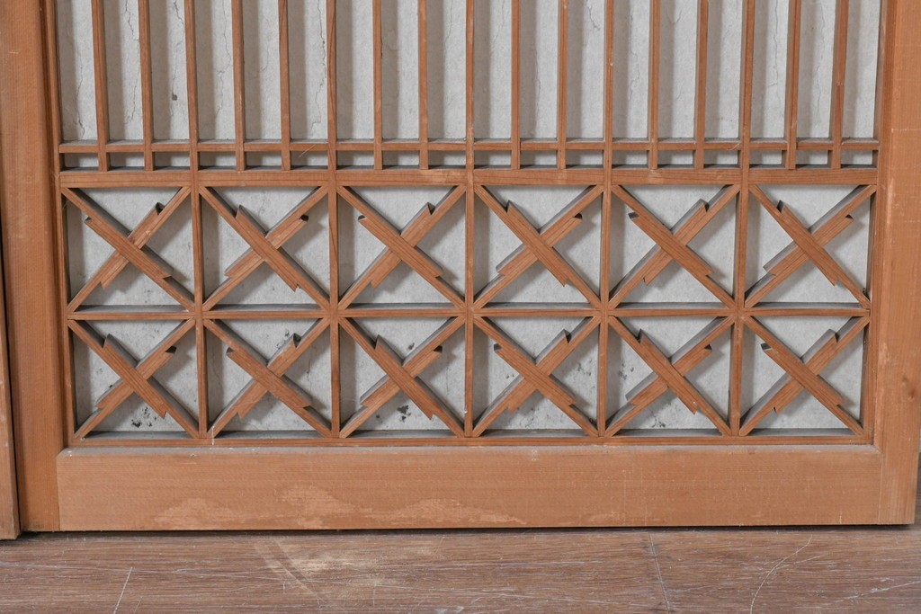 アンティーク建具　昭和初期　片面障子の繊細な組子入り書院戸4枚セット　(R-086104)
