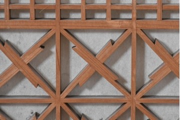 アンティーク建具　昭和初期　片面障子の繊細な組子入り書院戸4枚セット　(R-086104)