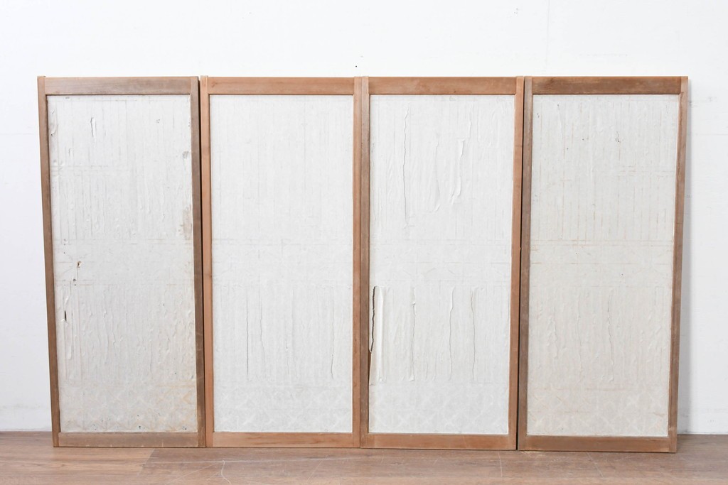 アンティーク建具　昭和初期　片面障子の繊細な組子入り書院戸4枚セット　(R-086104)