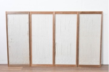 アンティーク建具　昭和初期　片面障子の繊細な組子入り書院戸4枚セット　(R-086104)