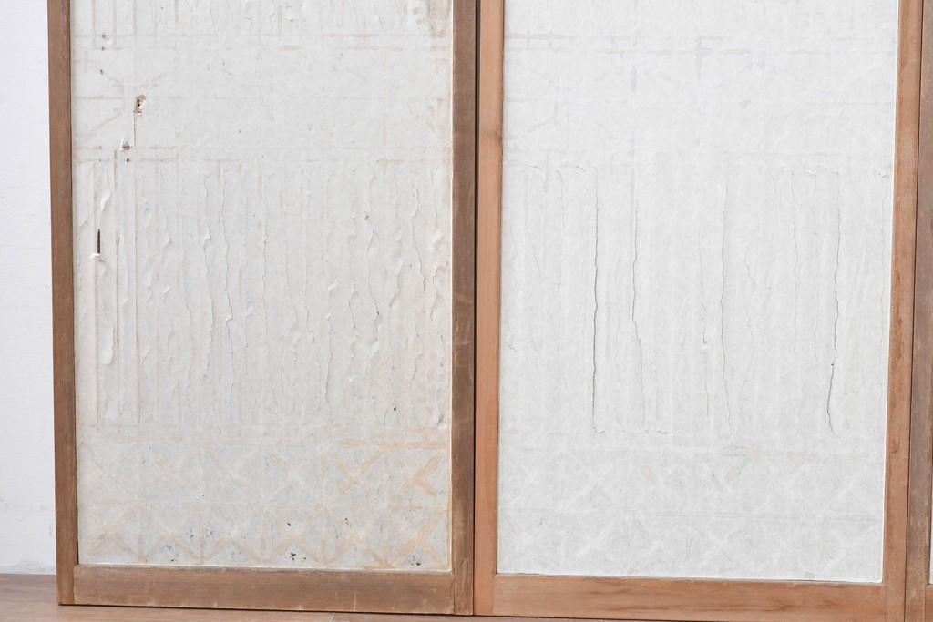 アンティーク建具　昭和初期　片面障子の繊細な組子入り書院戸4枚セット　(R-086104)