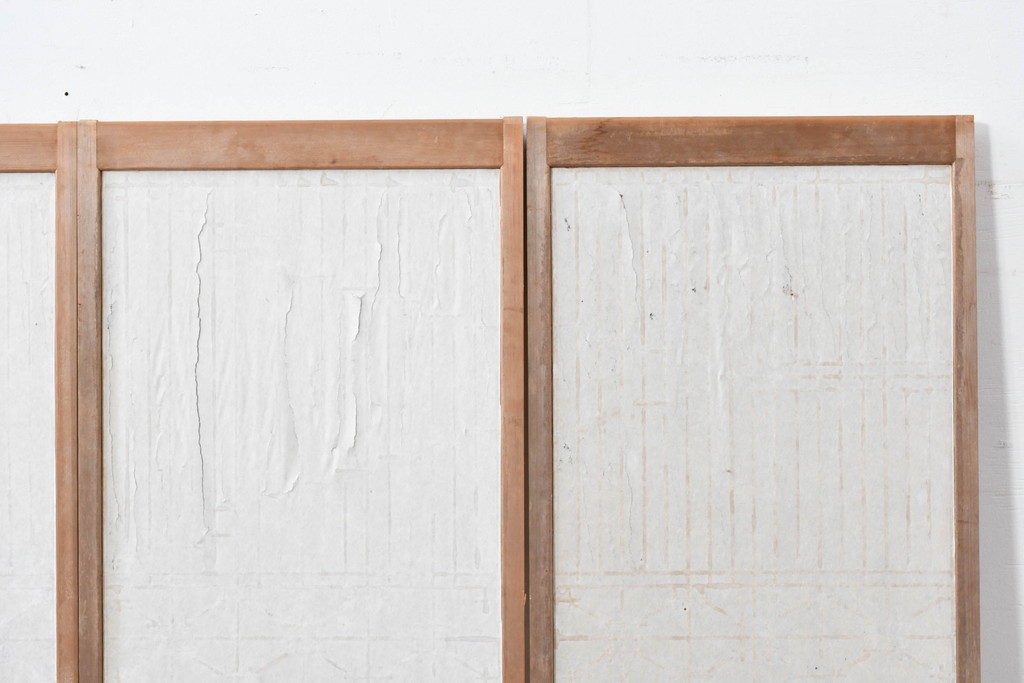 アンティーク建具　昭和初期　片面障子の繊細な組子入り書院戸4枚セット　(R-086104)