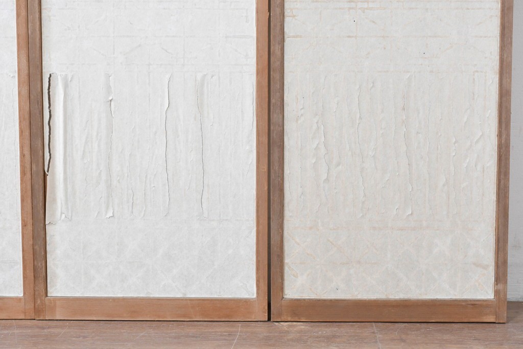 アンティーク建具　昭和初期　片面障子の繊細な組子入り書院戸4枚セット　(R-086104)