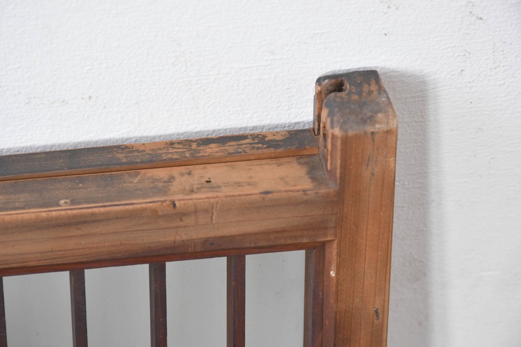 アンティーク建具　昭和初期　片面ガラス　組子に月と船モチーフが映える書院窓1枚　(R-086105)