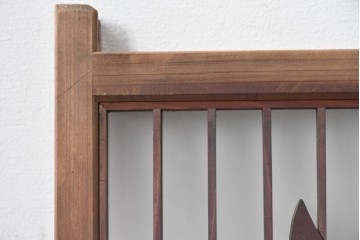 アンティーク建具　昭和初期　片面ガラス　組子に月と船モチーフが映える書院窓1枚　(R-086105)