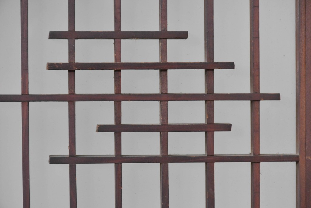 アンティーク建具　昭和初期　片面ガラス　組子に月と船モチーフが映える書院窓1枚　(R-086105)