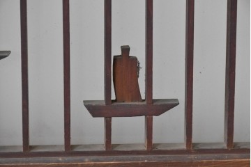 アンティーク建具　昭和初期　片面ガラス　組子に月と船モチーフが映える書院窓1枚　(R-086105)