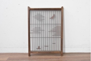 アンティーク建具　昭和初期　片面ガラス　組子に月と船モチーフが映える書院窓1枚　(R-086105)