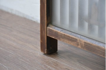 アンティーク建具　昭和初期　片面ガラス　組子に月と船モチーフが映える書院窓1枚　(R-086105)