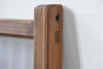 アンティーク建具　昭和初期　片面ガラス　組子に月と船モチーフが映える書院窓1枚　(R-086105)