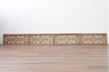 アンティーク建具　昭和初期から中期　幾何学的な桟の意匠が目を引く障子戸窓4枚セット　(R-086108)