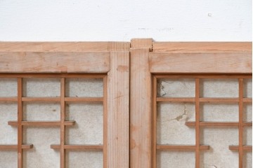 アンティーク建具　昭和初期から中期　幾何学的な桟の意匠が目を引く障子戸窓4枚セット　(R-086108)