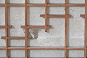 アンティーク建具　昭和初期から中期　幾何学的な桟の意匠が目を引く障子戸窓4枚セット　(R-086108)