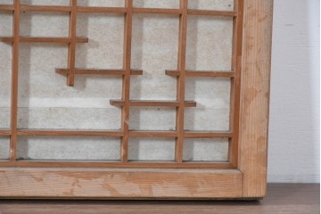 アンティーク建具　昭和初期から中期　幾何学的な桟の意匠が目を引く障子戸窓4枚セット　(R-086108)