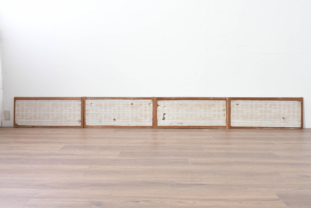 アンティーク建具　昭和初期から中期　幾何学的な桟の意匠が目を引く障子戸窓4枚セット　(R-086108)