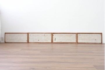 アンティーク建具　昭和初期から中期　幾何学的な桟の意匠が目を引く障子戸窓4枚セット　(R-086108)