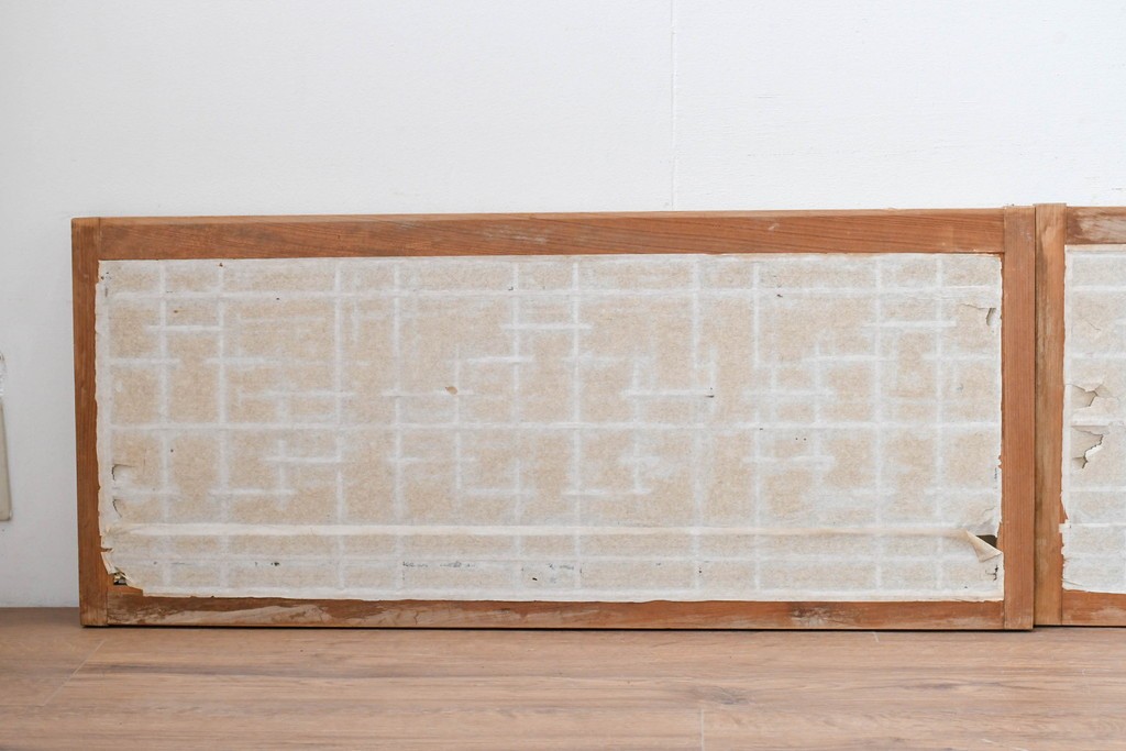 アンティーク建具　昭和初期から中期　幾何学的な桟の意匠が目を引く障子戸窓4枚セット　(R-086108)