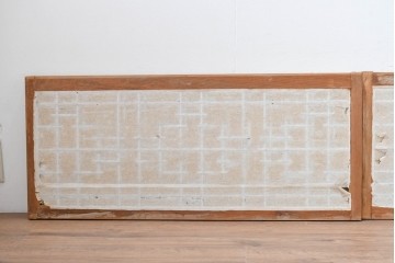 アンティーク建具　昭和初期から中期　幾何学的な桟の意匠が目を引く障子戸窓4枚セット　(R-086108)