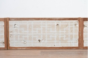 アンティーク建具　昭和初期から中期　幾何学的な桟の意匠が目を引く障子戸窓4枚セット　(R-086108)