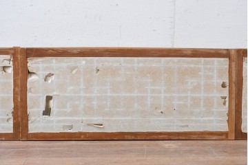 アンティーク建具　昭和初期から中期　幾何学的な桟の意匠が目を引く障子戸窓4枚セット　(R-086108)