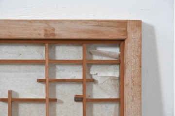 アンティーク建具　昭和初期から中期　幾何学的な桟の意匠が目を引く障子戸窓2枚セット　(R-086109)