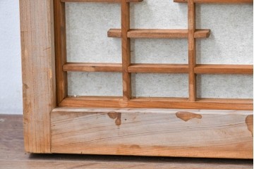 アンティーク建具　昭和初期から中期　幾何学的な桟の意匠が目を引く障子戸窓2枚セット　(R-086109)