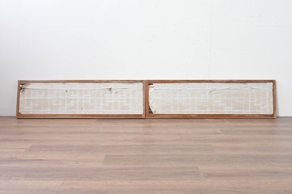 アンティーク建具　昭和初期から中期　幾何学的な桟の意匠が目を引く障子戸窓2枚セット　(R-086109)