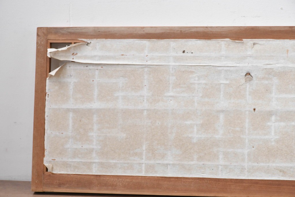 アンティーク建具　昭和初期から中期　幾何学的な桟の意匠が目を引く障子戸窓2枚セット　(R-086109)