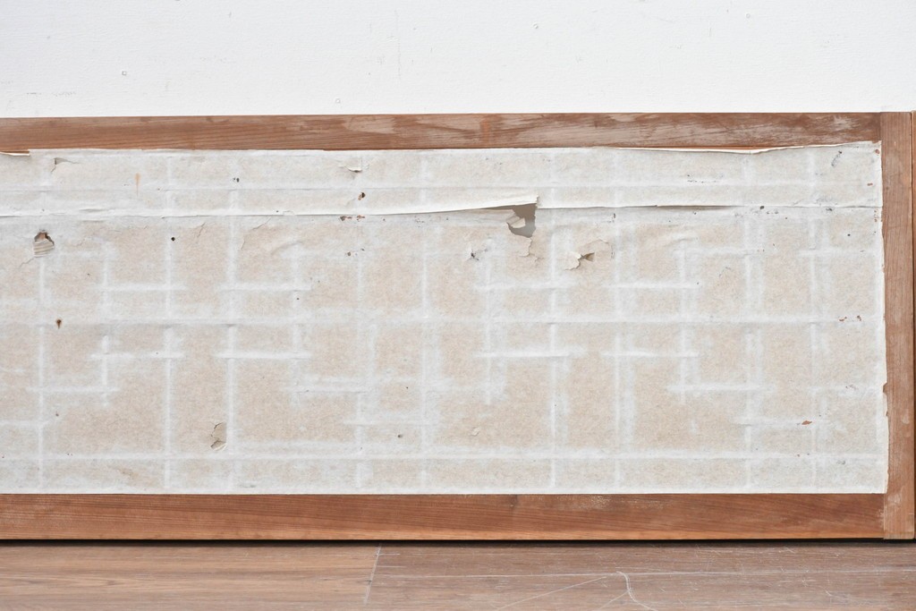 アンティーク建具　昭和初期から中期　幾何学的な桟の意匠が目を引く障子戸窓2枚セット　(R-086109)