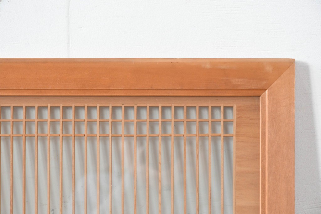 ヴィンテージ建具　昭和中期から後期　両面ガラス　繊細な格子が上品な筬欄間3枚セット　(R-086110)